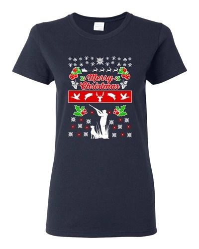 Ladies Merry Christmas Hunting Hunt Dog Animals Ugly Christmas DT T-Shirt Tee Unisex T-Shirt XXXXL
