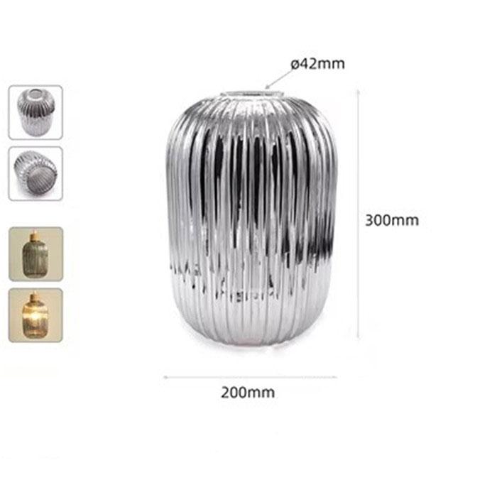 Modern Art E26 E27 Rauchgrauer Glasschirm-Ersatz 1,65 Zoll Fassung Graue Blattgestreifte Glasabdeckung für Shop Restaurant Dekor Lampe