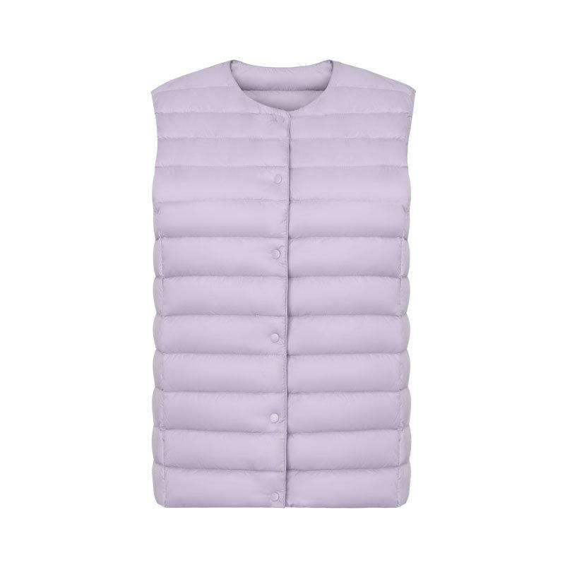2024 Women's 90 Velvet Women's Crew Neck V-Neck Lightweight Garden Ribbon Liner Down Jacket Vest Vest Large Size