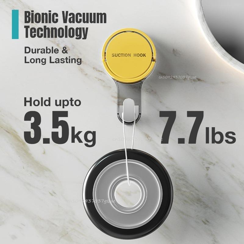 Vacuum Suction Hook Traceless No-Drilling Strong Hold Reusable Waterproof for Bathroom Kitchen Office Door Back Toilet Area