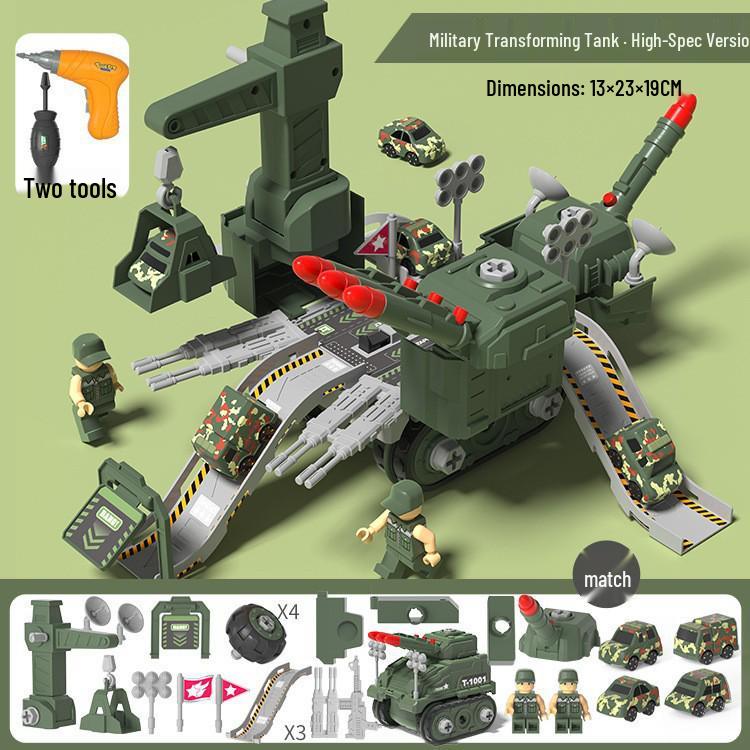 4-in-1 Deformable Engineering Vehicle Set with Small Cars, Crane, Excavator, and Pull-back Toy for Boys