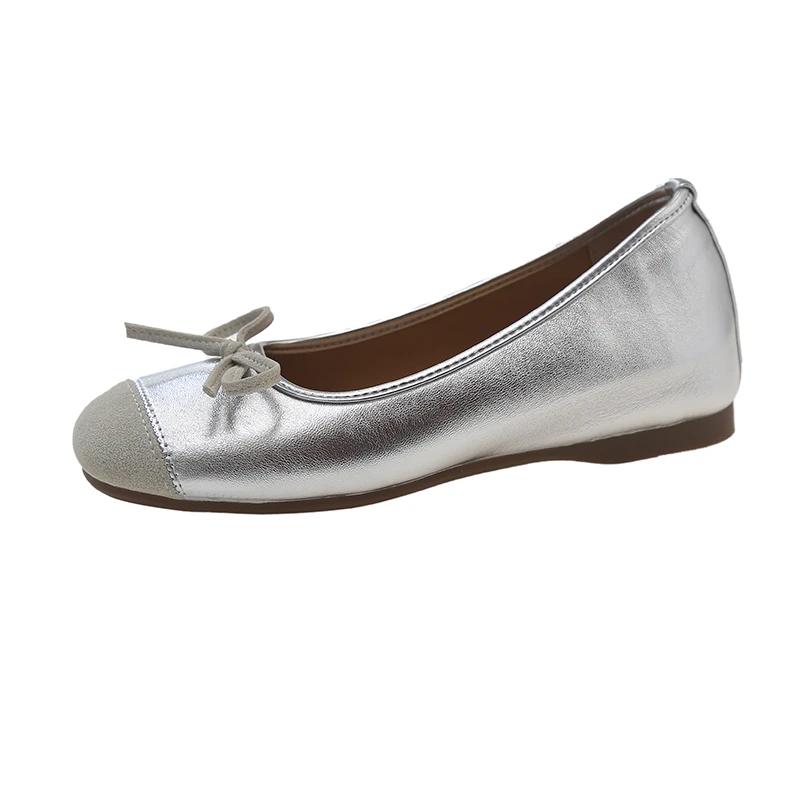 Fashion 2024 New Round Toe Casual Sports Shoes Women's Moccasin Summer Candy Color Flat Bow Decorated Ballet Flats Loaf Zapatos Mujer