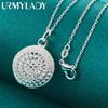 URMYLADY 925 Sterling Silver Hollow Round 40-75cm Pendant Necklace For Women Fashion Jewelry