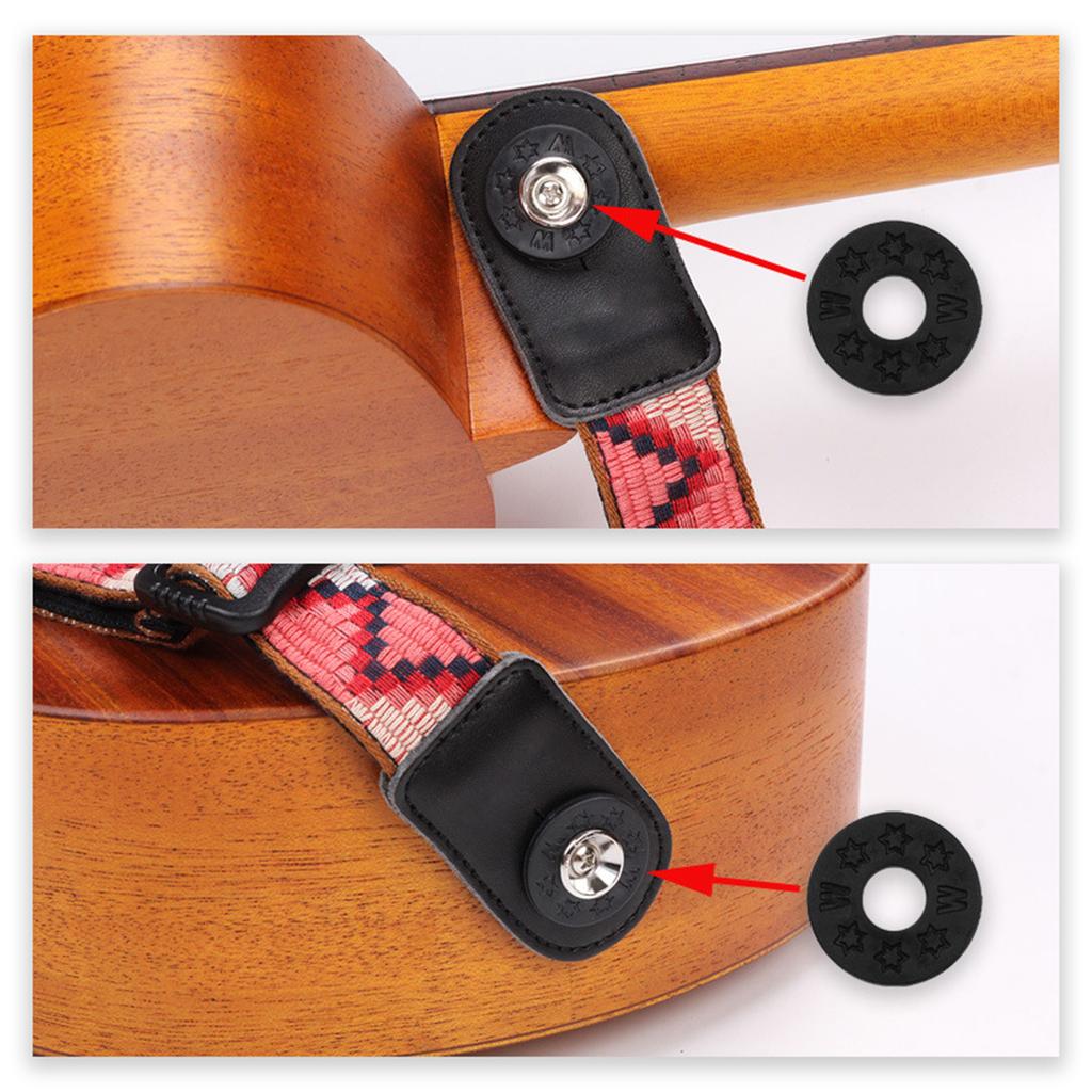 Gitarrengurt-Halterknopf Sicherer Verschluss Gitarrenhals-Gurtknopf Lederkopfplatten-Adapter Krawatte für Ukulele Bassgitarre