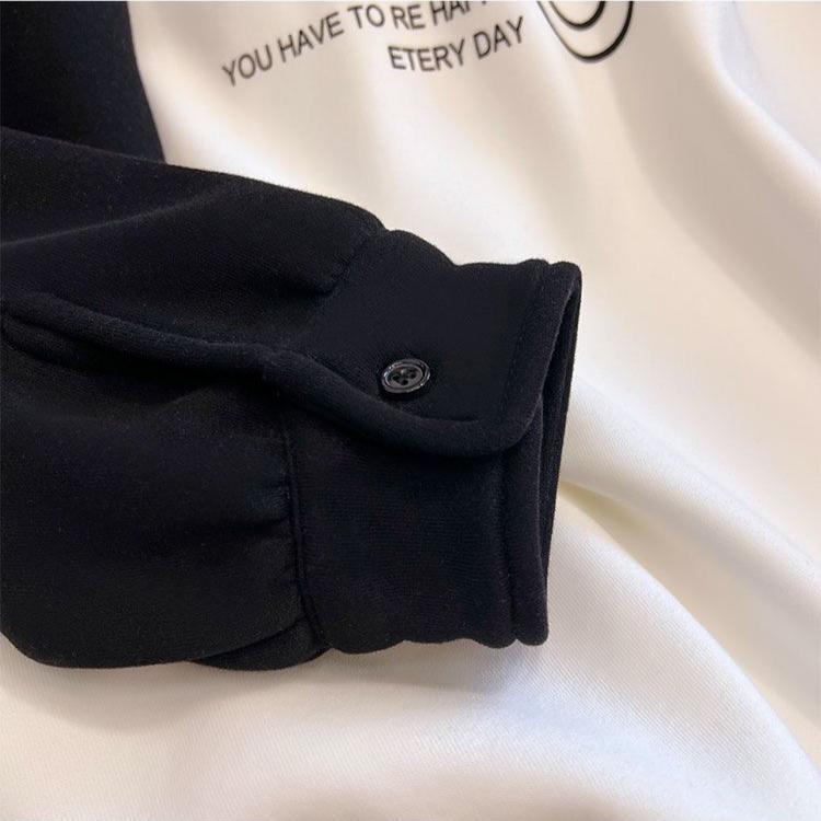 Plus Size Women's Spring Autumn Fleece-Lined Thickened Sweatshirt Loose Korean Tops Long Sleeve Casual Hoodie T-shirts