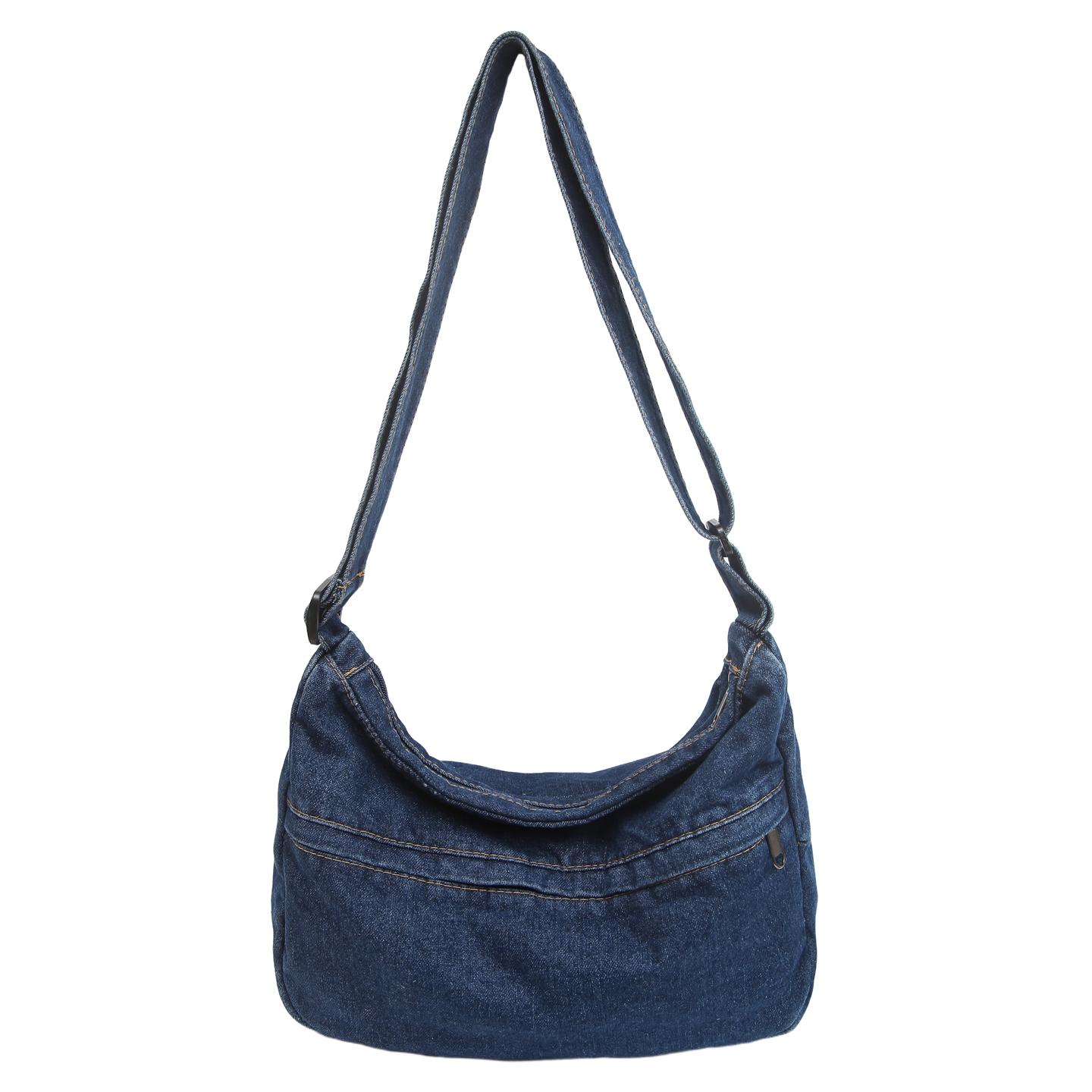 

New Women Denim Shoulder Bag, College Student Casual Crossbody Bag Large Capacity Daily Versatile Messenger Bag Female Handbags 35cmx11cmx25cm