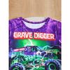 Boys Summer Clothing - Cartoon Car Print Short Sleeve Top and Shorts, Stylish, Casual, Comfortable