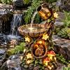 Illuminated Garden Statue Decoration Tree House Fountain Bird Feeder, Lighted Resin Birdbath, Feeder with Sturdy for Small Birds LED Lights,