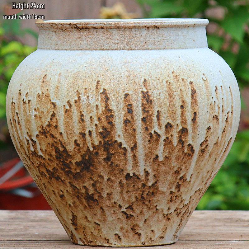 Large Retro Handmade Ceramic Planter for Succulents and Bougainvillea - Aged Coarse Pottery for Hotel and B&B Decor.