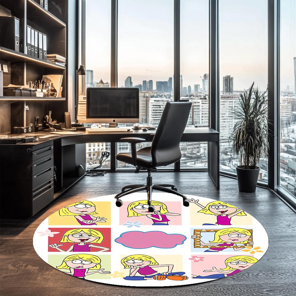 Lizzie McGuire Printed Round Rug Carpet Chair Rug Area Rug Entryway Doormats,for Office Chair Living Room Bedroom Kitchen Room.