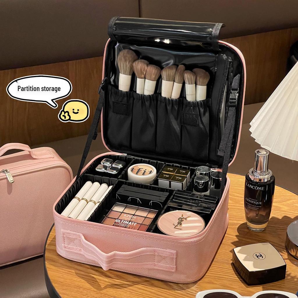 2025 New Style Women's Portable Makeup Bag - Large Capacity, Waterproof Travel Case with Mirror