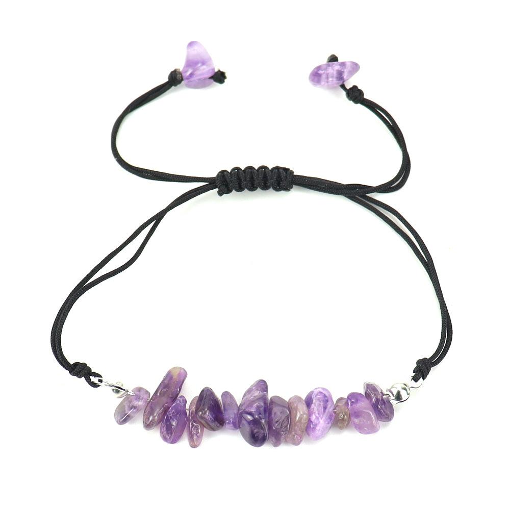 Hand Woven Natural Crystal Gravel Amethyst Agate Bracelet Bracelet Adjustable B55