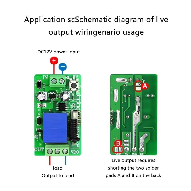 433MHz DC12V Receiver & Transmitter Long Distanced Wireless Remote Control Switches Set 1CH for Electric Curtain