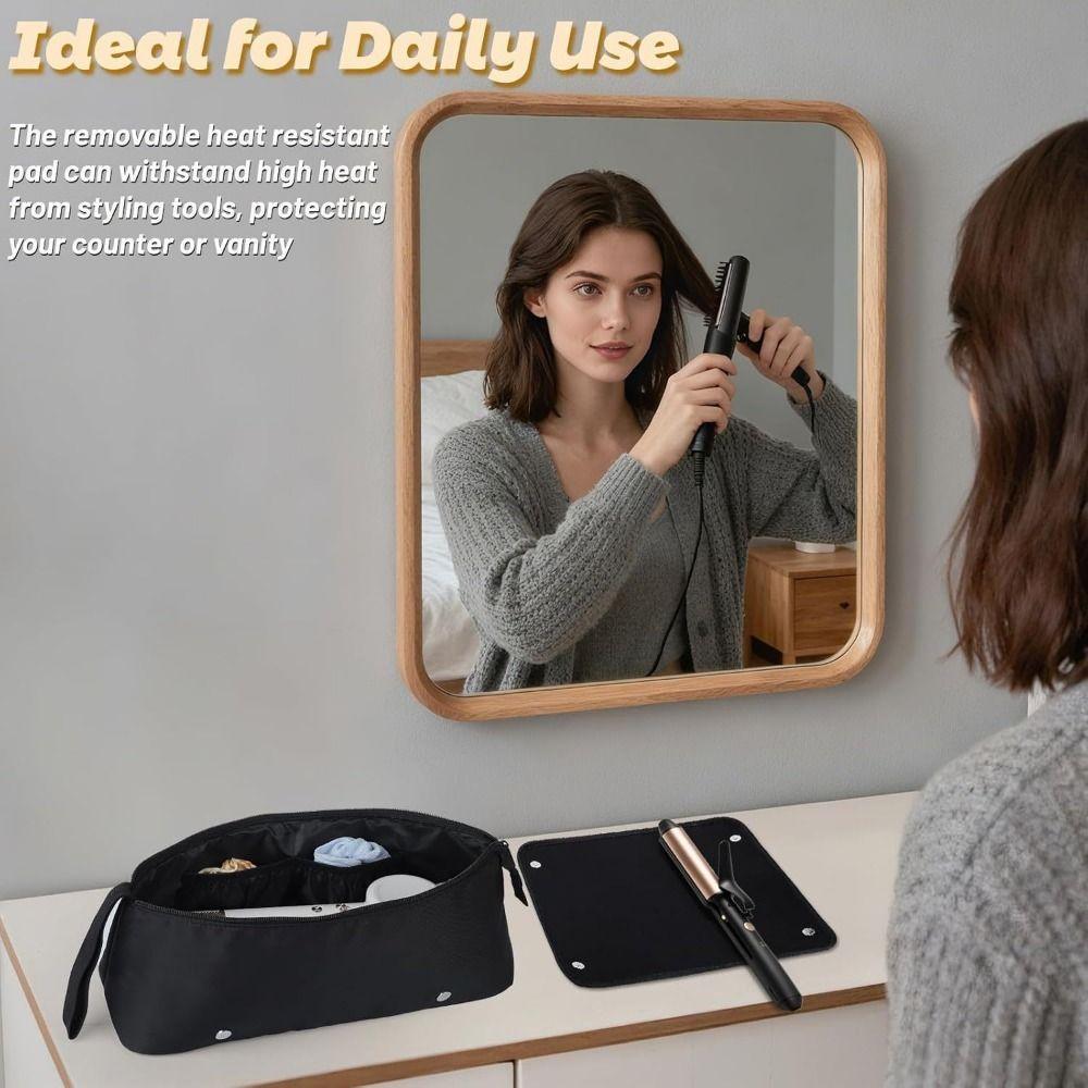 Foldable Magnetic Curler Storage Bag Large Capacity Curling Iron Carrying Case  Travel Use