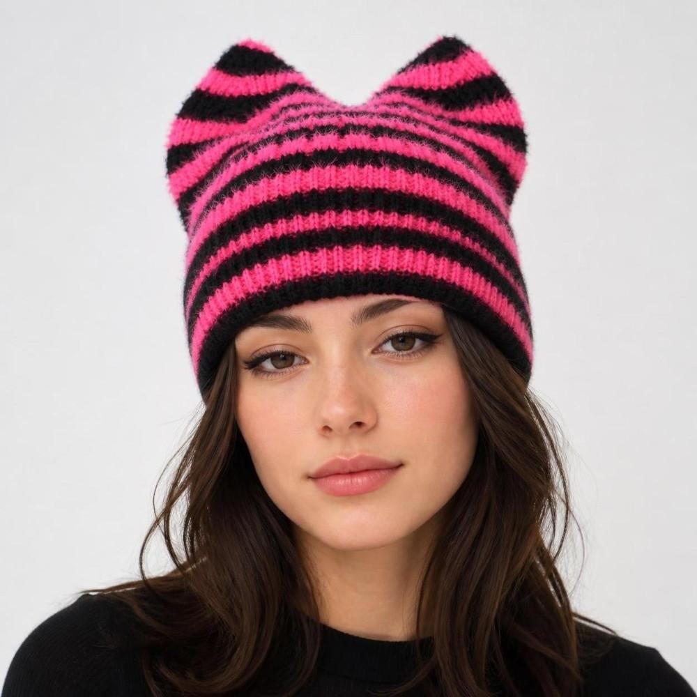 Winter Cat Ears Beanie Hat Soft Ear Protection Wool Cap Casual Wool Knitted Cap Outdoor Wear
