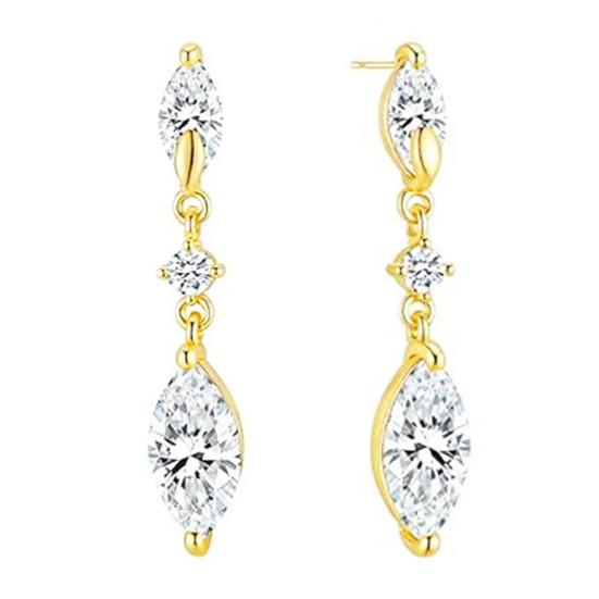 1 Paar Hängeohrringe Zirkonia-Intarsien Wassertropfen-Design Funkelnde Brautohrringe Hochzeitsfeier Schmuck-Essentials
