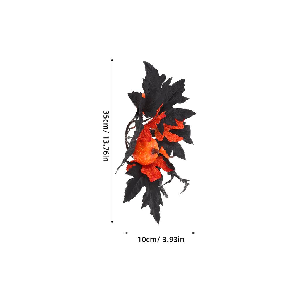 2Pcs Halloween Rings Wreath Black Artificial Maple Leaf Holder Table Centerpieces Fall Thanksgiving Party Decor