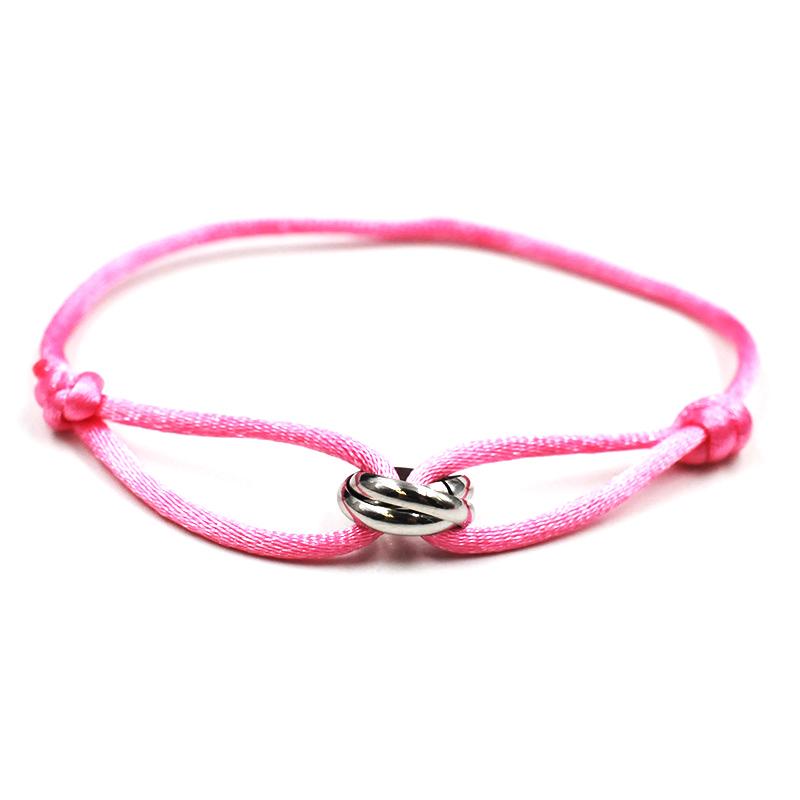 Classic Titanium Steel Lover Three Circles With Colorful Rope Bracelet for Women Men Custom DIY Bracelet New2023