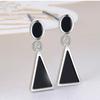 Exquisite Fashion Sterling Silver Stud Earrings Women'S Simple And Elegant Earrings Black Epoxy Triangle Geometric Jewelry Cross Mirror