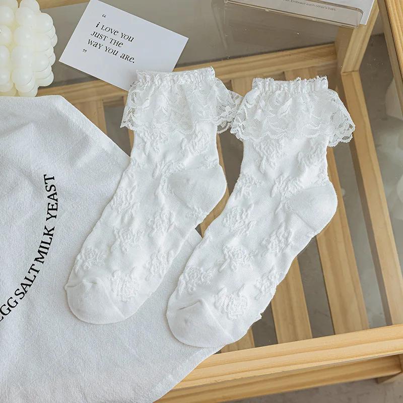 Korean Summer Sweet Lolita Lace Socks Princess Ruffle Sock for Girls Women Socks School Students White Socks