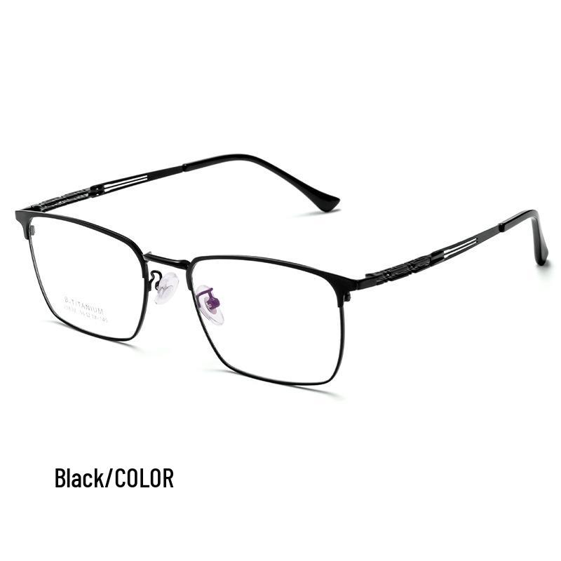 3830J Retro Square Full-Rim Metal Eyeglass Frame, Two-Color Super Light for Large Faces