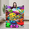 Geometry Dash Games Blankets Flannel  Relax Soft Throw Blanket for Bedding Plush Thin Quilt