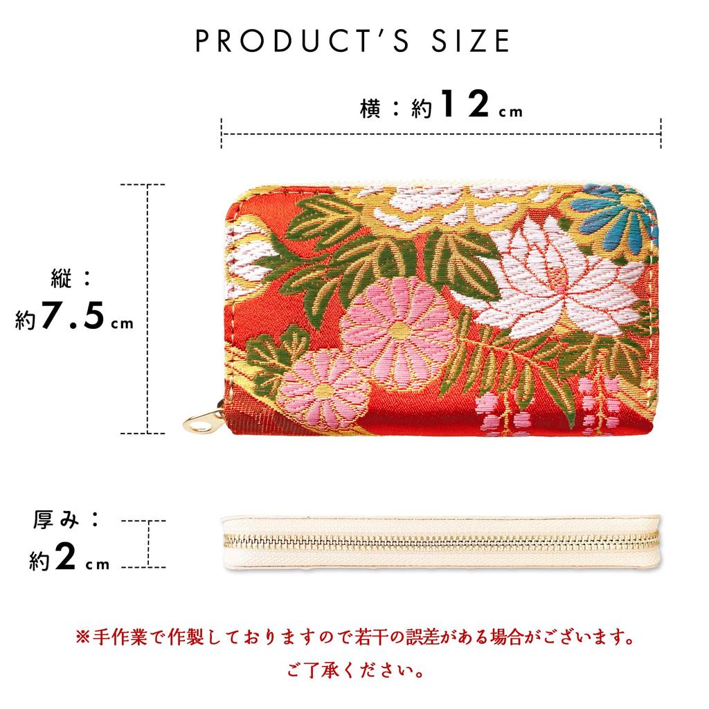 Estojo de Moedas Redondo de Bambu para Kimono Elegante Padrão de Água Corrente [leo&aoi] Estojo Nishijin-ori, Zíper, Porta-moedas, Mulheres, Estilo, Elegante,