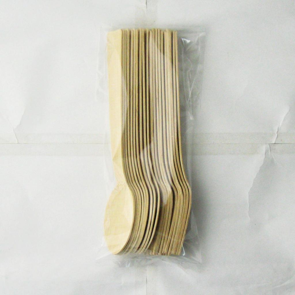 Nagao Bamboo and Wood Disposable Spoon and Fork 10 of Commercial Use Set, 17cm, Each,