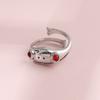 Retro Red Eye Frog Ring For Men Women Silver Color Punk Gothic Open Ring Handmade Designer  Unisex Creative Accessories