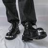 Men’s Retro Thick Sole Platform Punk Boots Elevator Street Style Big Head Motorcycle Boots High Boots Plus Size