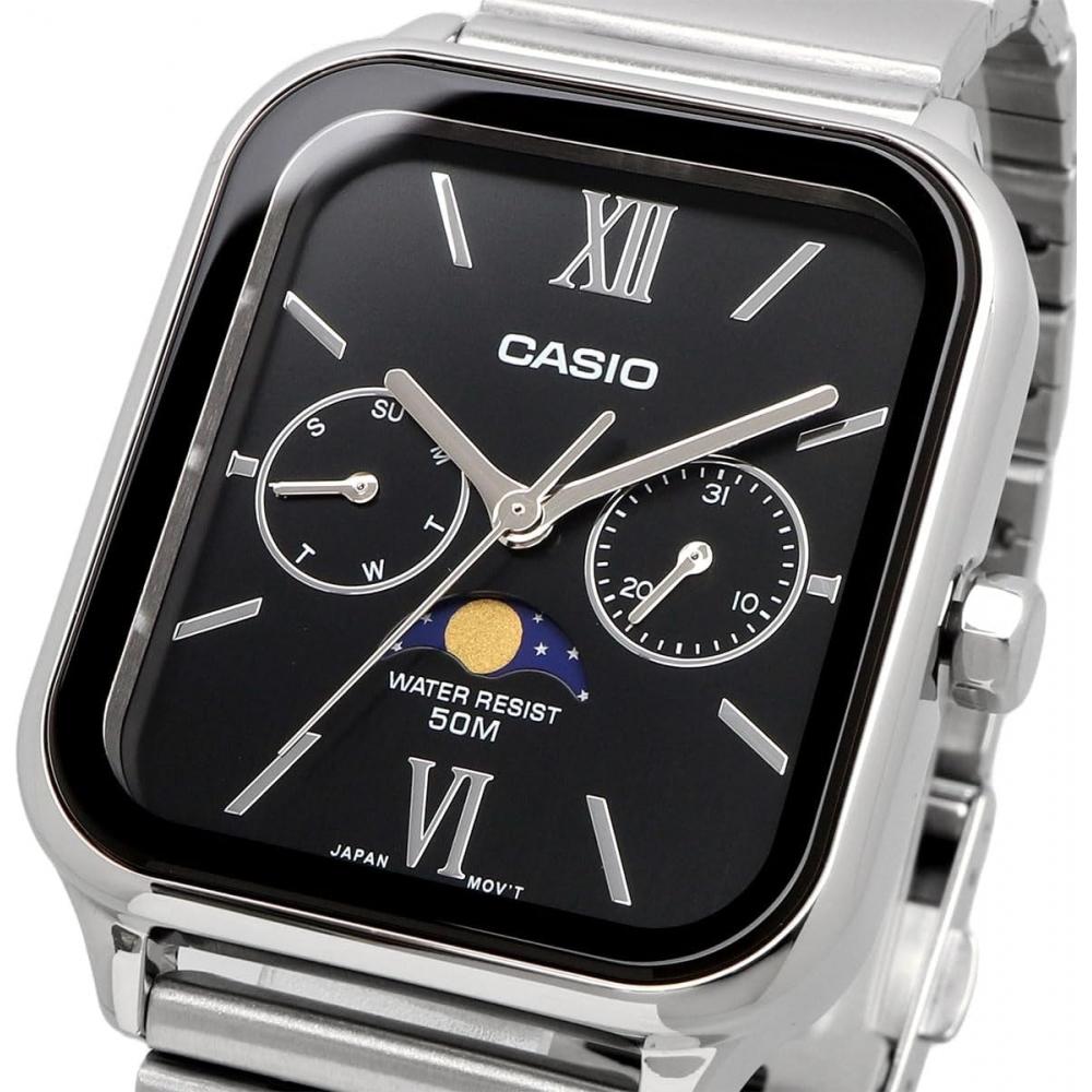 CaSio Standard Moon PhaSe Analog Men S Watch Mtp M305d 1a2v Metal Band Black