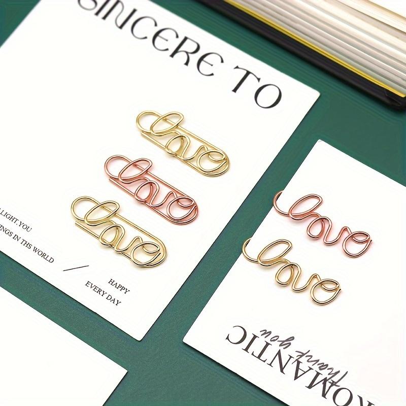 30Pcs Cute Paperclips Metal Paper Clips Love Heart Shapes Bookmarks Planner Clips for Office School Wedding Supplies