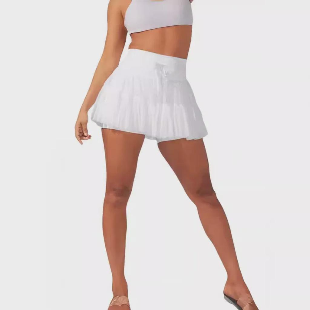 High-Waist Lace Pleated Safety Shorts Skirt for Women - Anti-Exposure, Spring/Summer