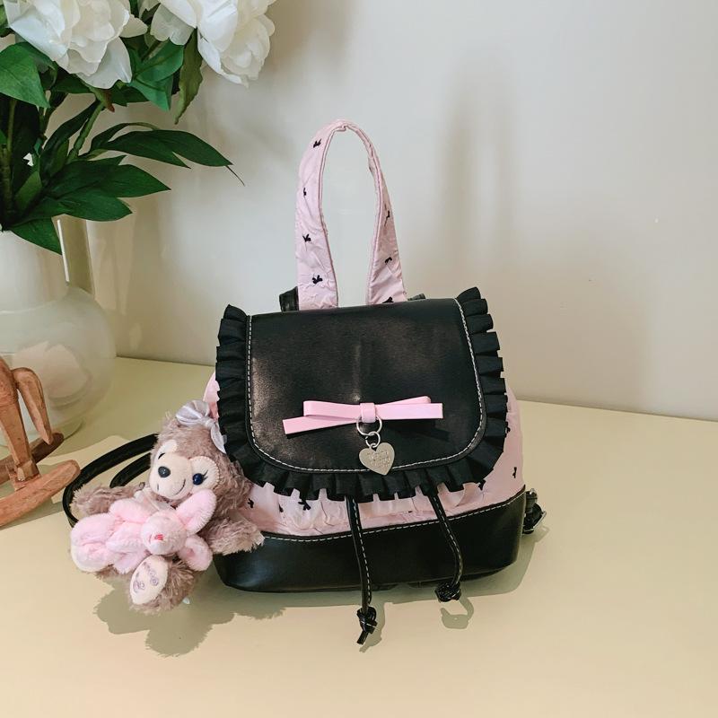 Schoolbag Korean Version Ins Versatile Casual Backpack Female Student Class Commuter Personalized Lace Lace Backpack