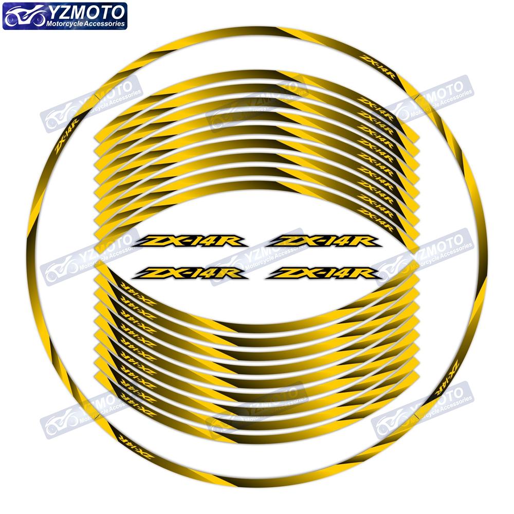 For kawasaki ZX-14R ZZR1400 motorcycle 17 inch front and rear rims decals decorate waterproof reflective wheel hub stickers