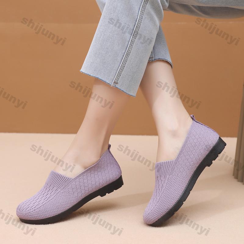 Fashion Women's Soft Sole Casual Shoes Summer New Breathable Fashion Slip on Flats Lightweight Comfortable Non Slip Vintage Mesh Shoes
