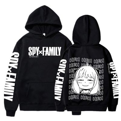 Funny Anime Spy X Family Anya Forger Kawaii Hoodies Fashion Streetwear Harajuku Black And White Graphics Winter Warm Sweatshirt