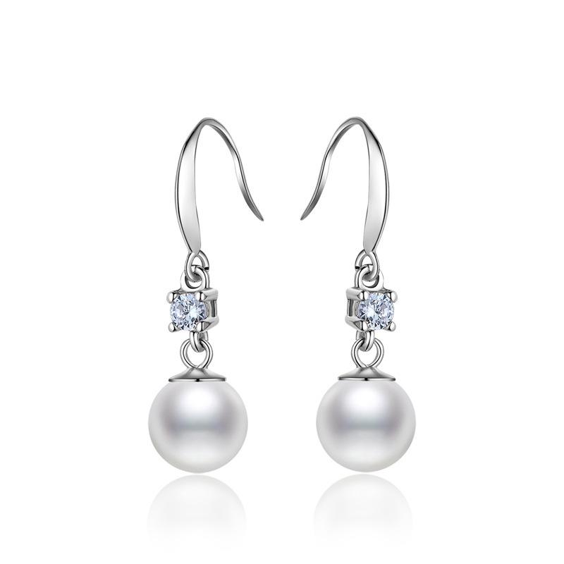 S925 Sterling Silver Pearl Earrings and Earrings for Women's Minimalist Temperament with Diamond Embedding Long Beizhu Earrings Fashion Jewelry