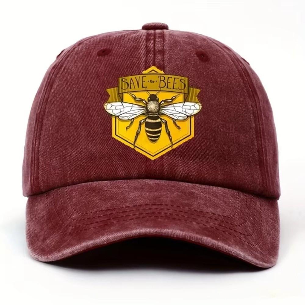 

SAVE BEES Printed Visor Baseball Cap Washed Cotton Faded Baseball Hats Adjustable Outdoor Leisure Casquette