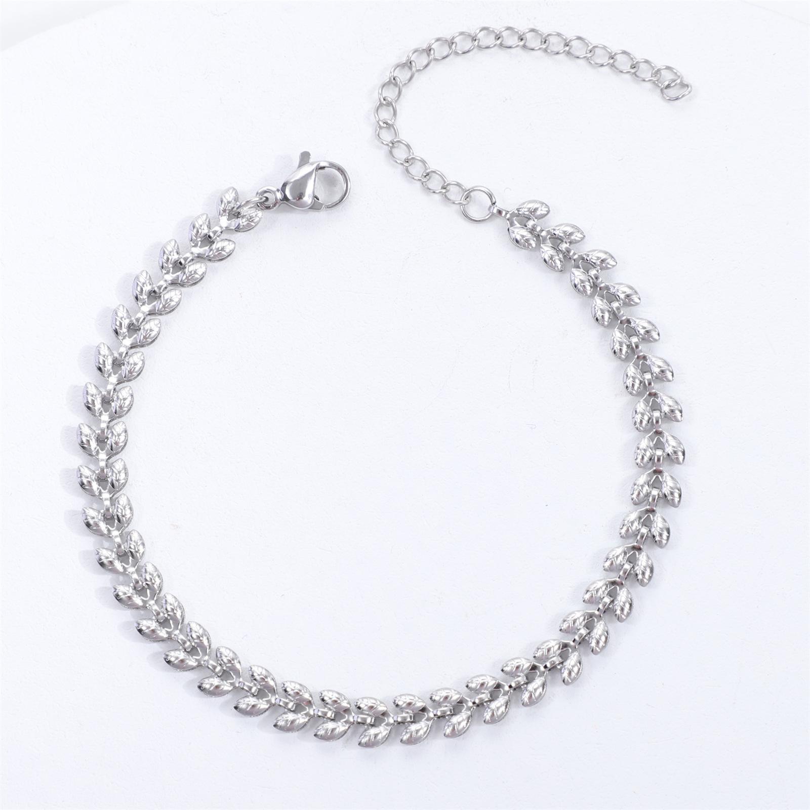 

Новый универсальный ювелирный браслет из титановой стали с двойным слоем в виде листа 17+5cm