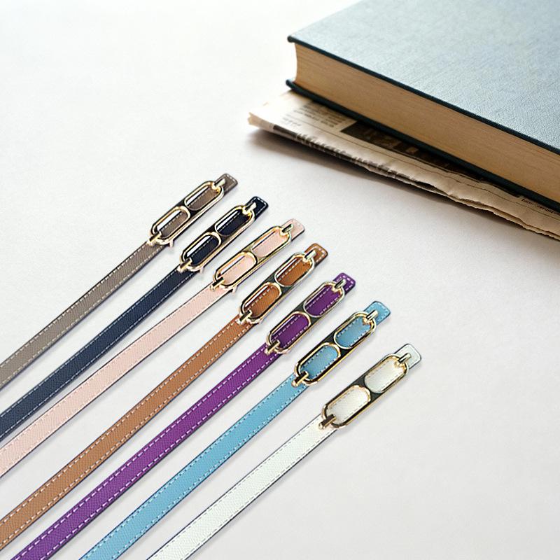 Echtes Leder Damen Schmal Europäisch Amerikanisch Mode Gürtel mit Dekorativem Legierungs Schnalle