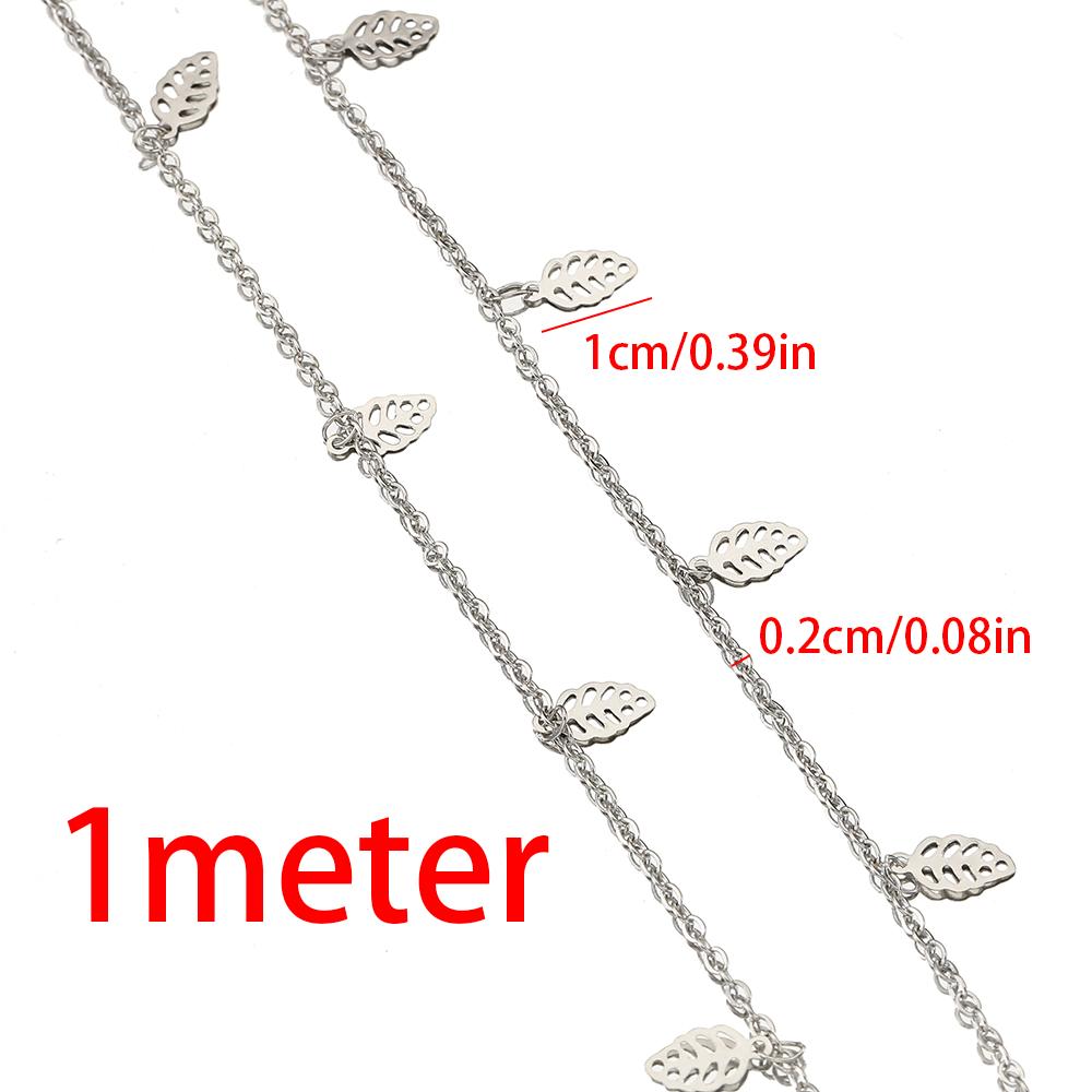 

Wholesale 1M2M Gold Color Steel Color Leaf Charms Chains Hollow Out Copper Chains Necklace Bracelet Pendants Jewelry Making DIY