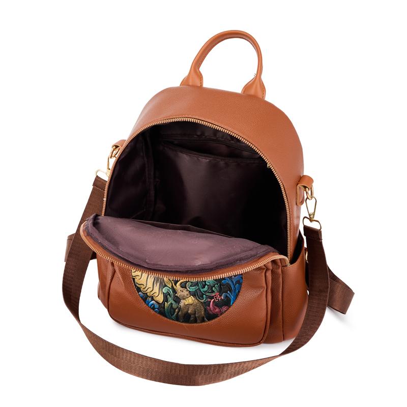 Damski plecak podróżny z nadrukiem PU, duża pojemność, wielofunkcyjny, na ramię, crossbody