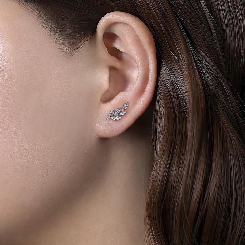 1Pc Synthetic Zircon Earrings, Olive Branch Small Fresh Earrings, Forest Series Super Fairy Earrings