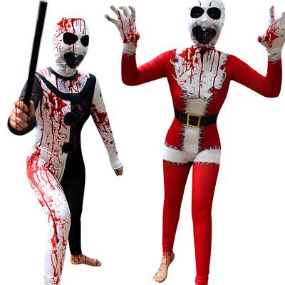 Neues Halloween-Cosplay Kostüm: Zerbrochene Seele Clown, Weihnachts-Clown Overall Strumpfhose