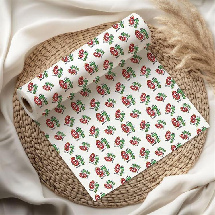Christmas Gift Wrap Selfadhesive Paper With Santa And Reindeer Design For Holiday Packaging