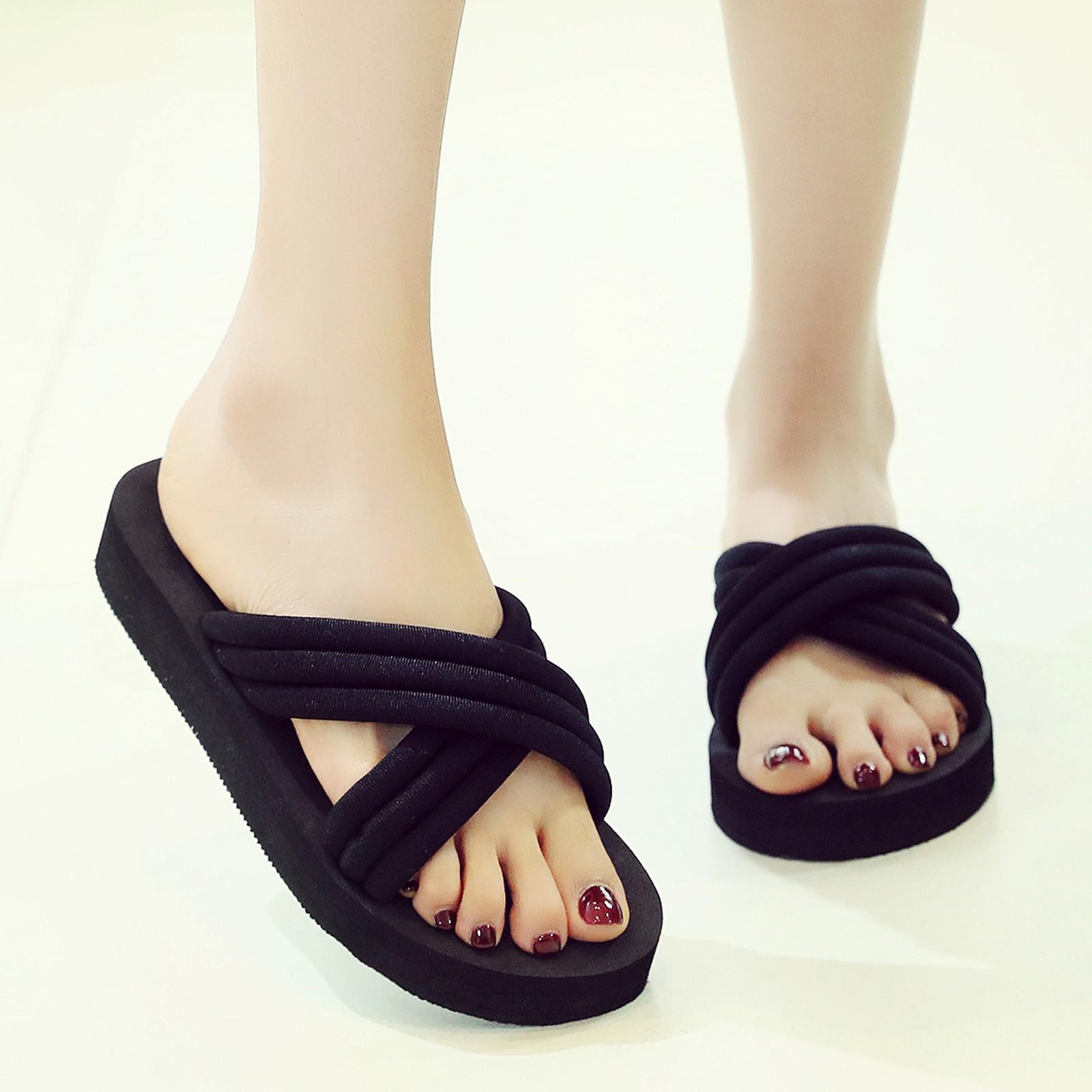 

Sagit модные женские пляжные дышащие сандалии домашние тапочки шлепанцы обувь на танкетке 39 чёрный