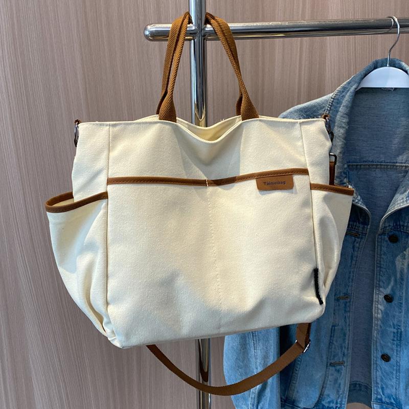 

Жіноча універсальна парусинова сумка ручна сумка тоут великої місткості однотонна сумка на одне плече через плече