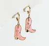 Dangly Cow Print Boot Cowboy Cowgirl Western Earrings Brown Metal Zircon Boho Bohemia Fur Hat Boot Star Earrings Golden EAR0126