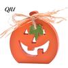 Indoor Home Seasonal Decorations Halloween Wooden Pumpkin Table Sign, Spooky Tabletop Block Durable Painted Wood Decor Tiered Tray Centerpiece